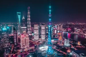vue des gratte-ciel de Shanghai de nuit