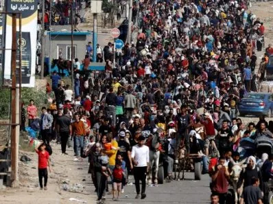 Image de l'exode forcé des Gazaouis.