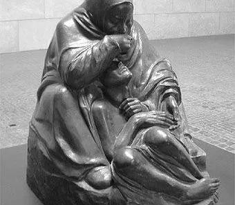 La patrie comme mère du peuple allemand assassiné, Berlin, par Kathe Kollwitz.
