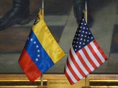 Drpeaux du Venezuela et des Etats-Unis